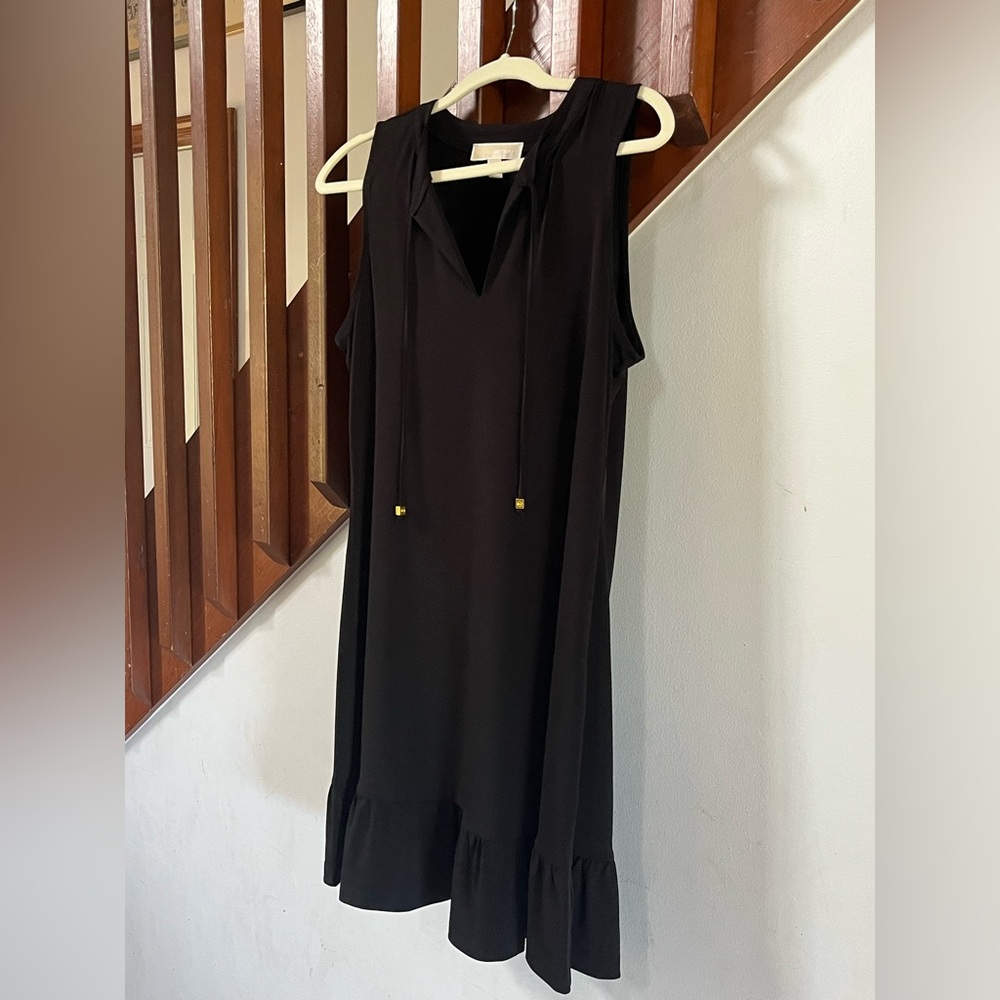 Michael Kors Black Sleeveless V-Neck Midi Sundress